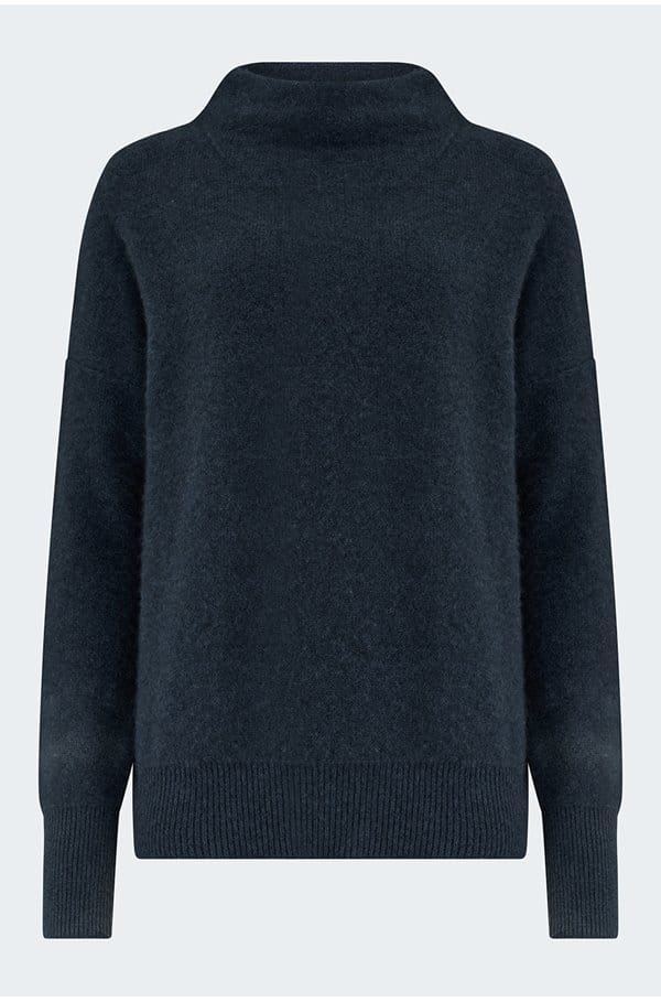 boiled funnel neck jumper in heather tide stone
