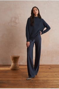 boiled funnel neck jumper in heather tide stone