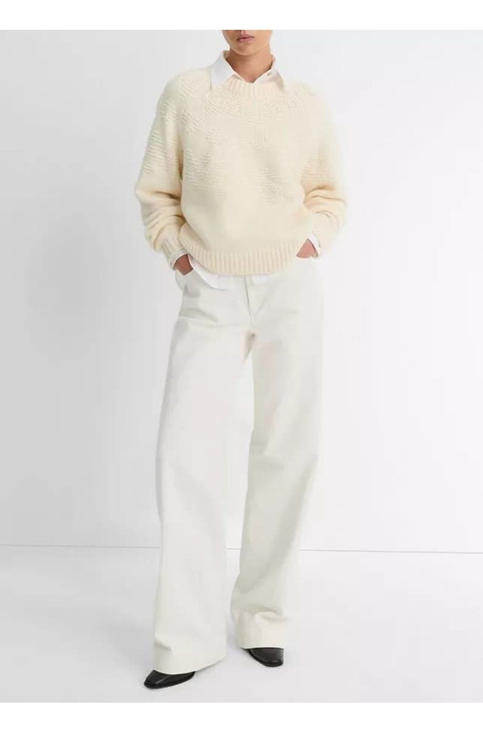 Trilogy Stores Textured Fairisle Jumper in Cream