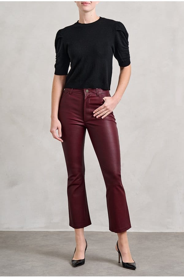 le crop mini boot in wine leather