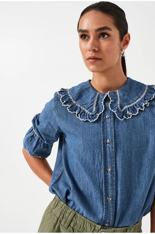 daisy blouse in indigo denim