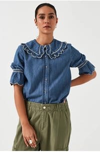 daisy blouse in indigo denim