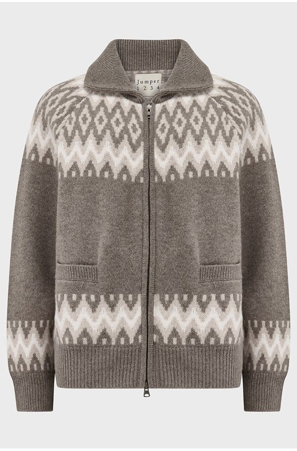 ski zip cardigan in vapor garlic white