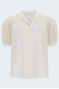 lace shoulder inset blouse in cream
