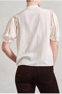 lace shoulder inset blouse in cream