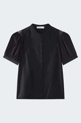 Lace Shoulder Inset Blouse in Black