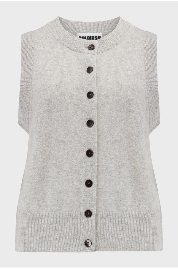 stevie button up tank in fluffy grey