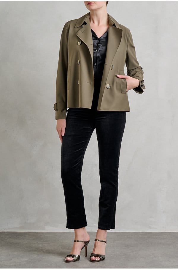 cropped trench in dark khaki