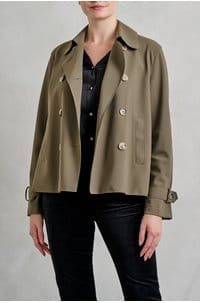 cropped trench in dark khaki