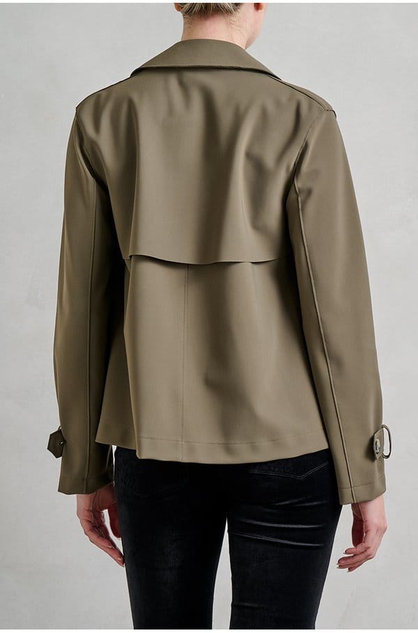 cropped trench in dark khaki