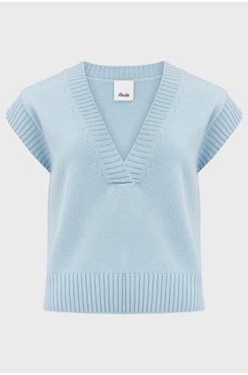 V Neck Tank in Pale Blue
