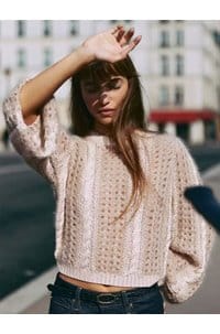 femme cable mix sweater in blush multi