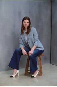stand up collar blazer in denim