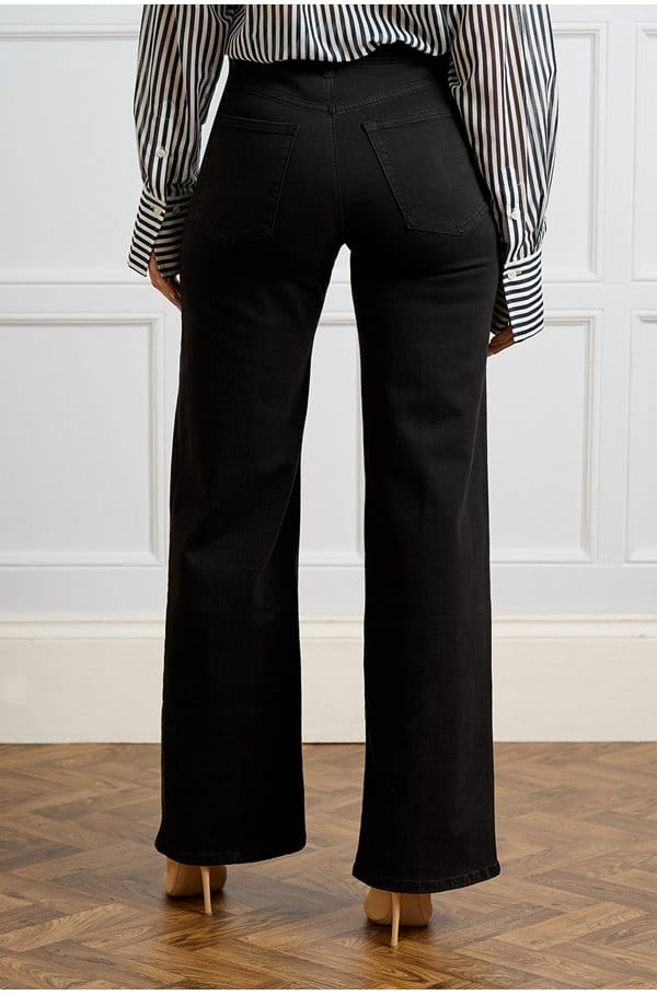 le slim palazzo long in black