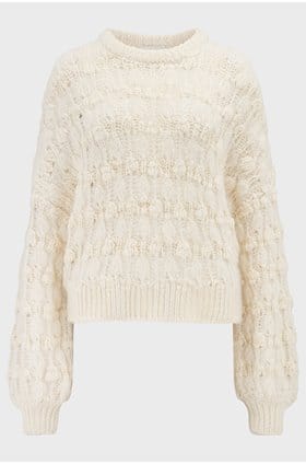 Popcorn Stripe Sweater in Cream