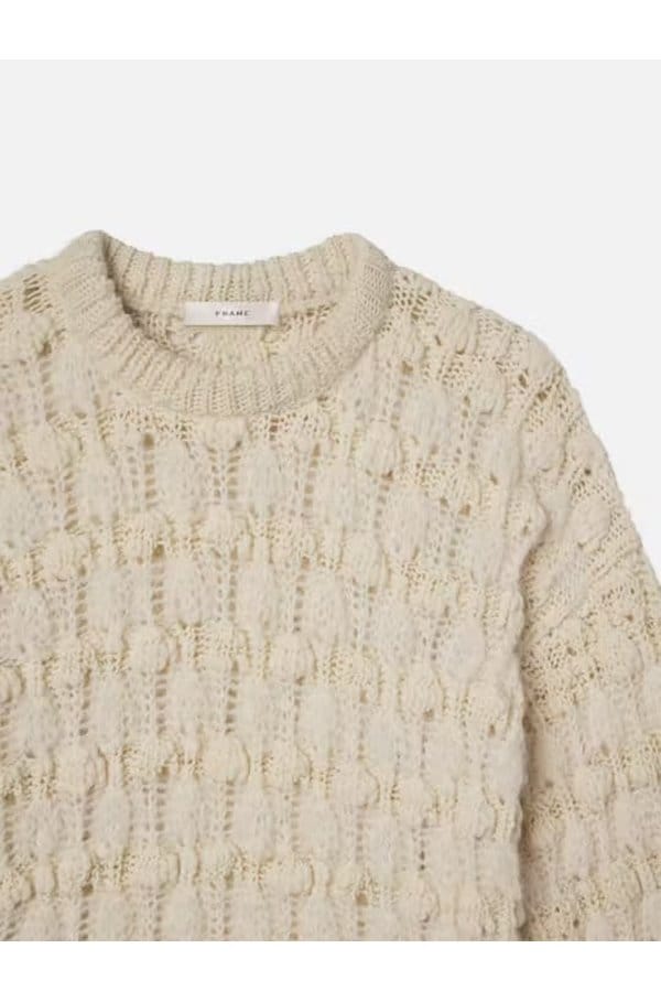 popcorn stripe sweater in cream