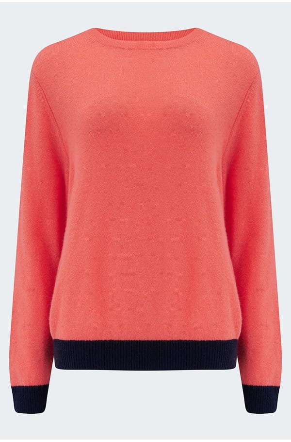 contrast crew in cerise navy