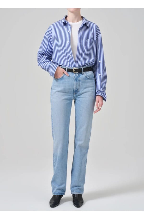 kayla shirt in navy mesa stripe