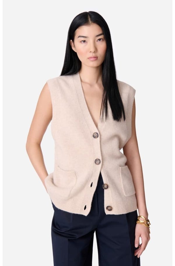 dashley sleeveless cardigan in ecru