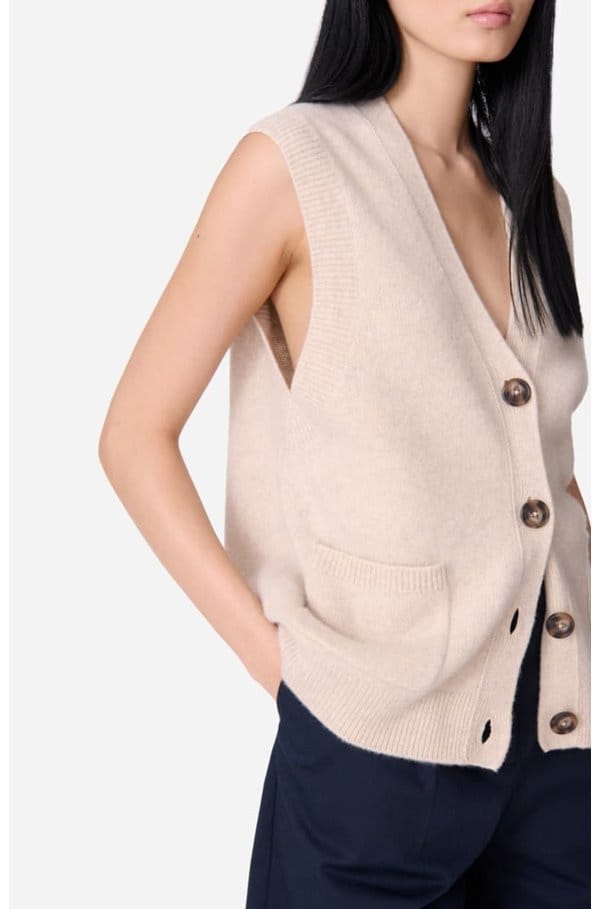 dashley sleeveless cardigan in ecru