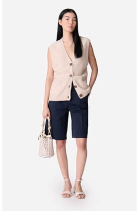 Dashley Sleeveless Cardigan in Ecru
