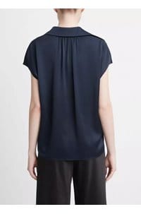 cap sleeve ruched blouse in coastal