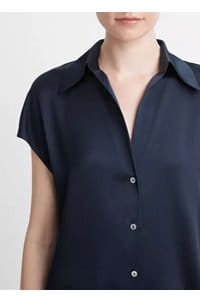 cap sleeve ruched blouse in coastal