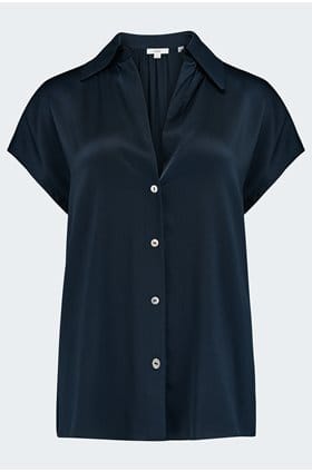 Cap Sleeve Ruched Blouse in Coastal