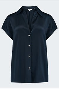 cap sleeve ruched blouse in coastal