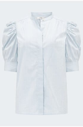 Trilogy Stores | The Gathered Top in Light Chambray Multi