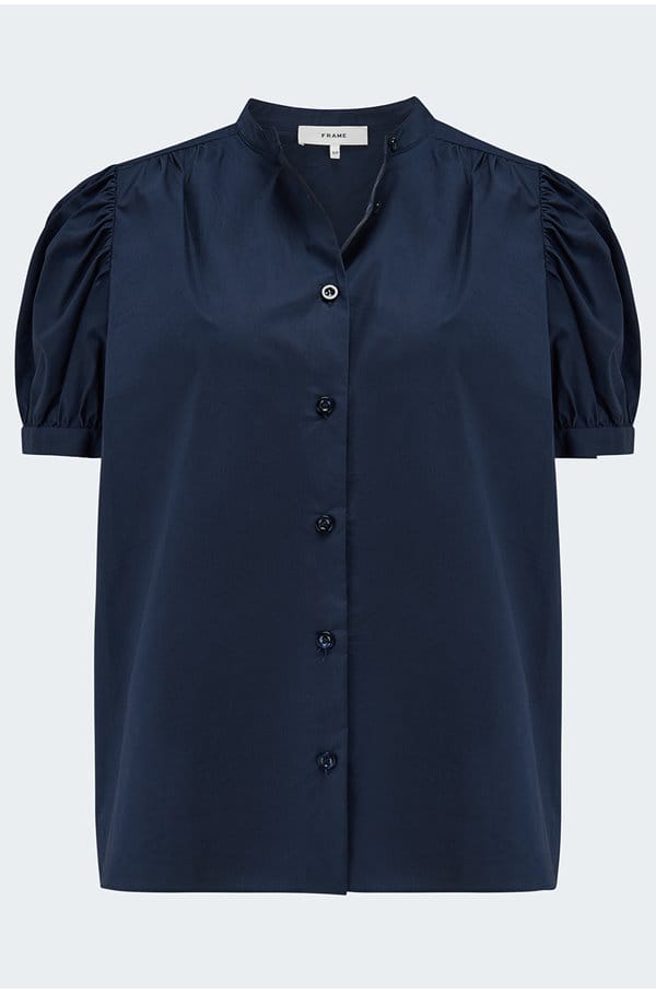 the gathered top in navy