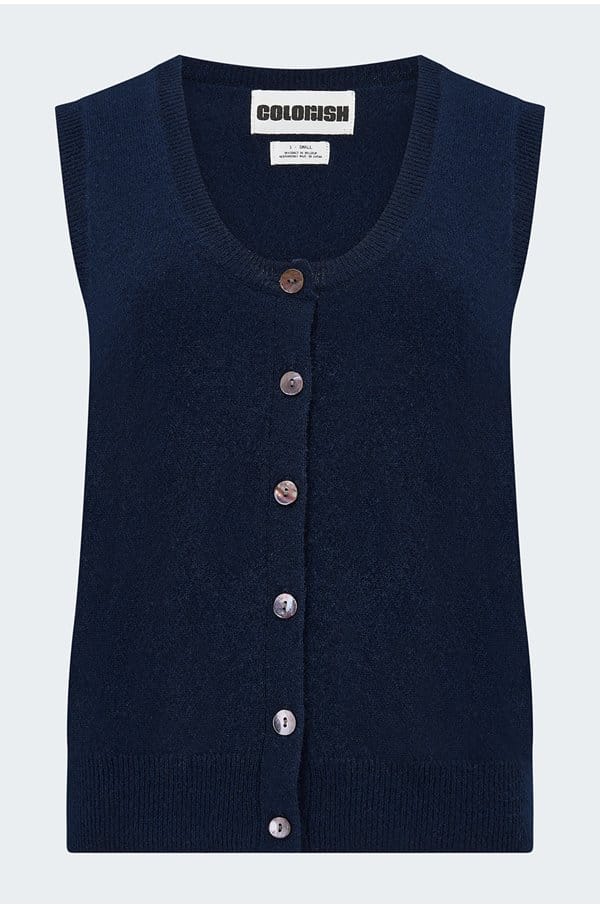 aly button tank in navy