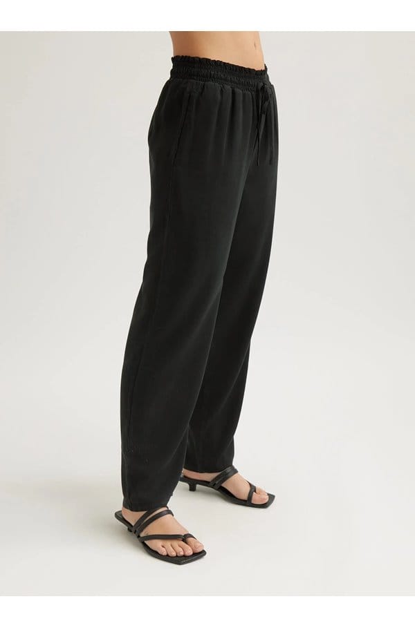 smocked waist trouser in vintage black