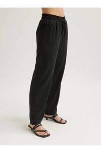 smocked waist trouser in vintage black