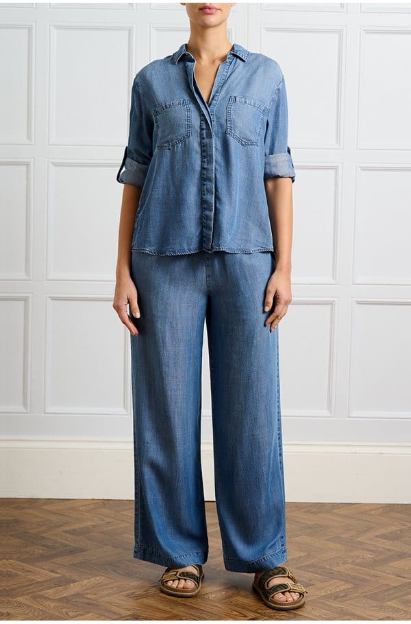 split back button down shirt in moonlit haze