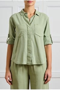 split back button down shirt in olive grove
