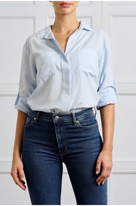 Split Back Button Down Shirt in Clearwater