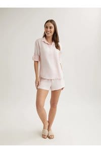 split back button down shirt in petal pink