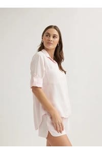 split back button down shirt in petal pink