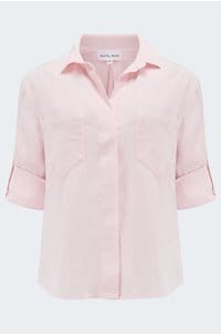 split back button down shirt in petal pink