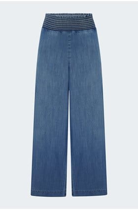 Smocked Waist Wide Pant in Moonlit Haze