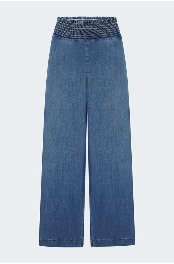 smocked waist wide pant in moonlit haze