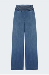 smocked waist wide pant in moonlit haze