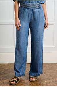 smocked waist wide pant in moonlit haze