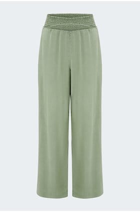 Smocked Waist Wide Pant in Olive Grove