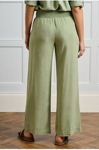 smocked waist wide pant in olive grove