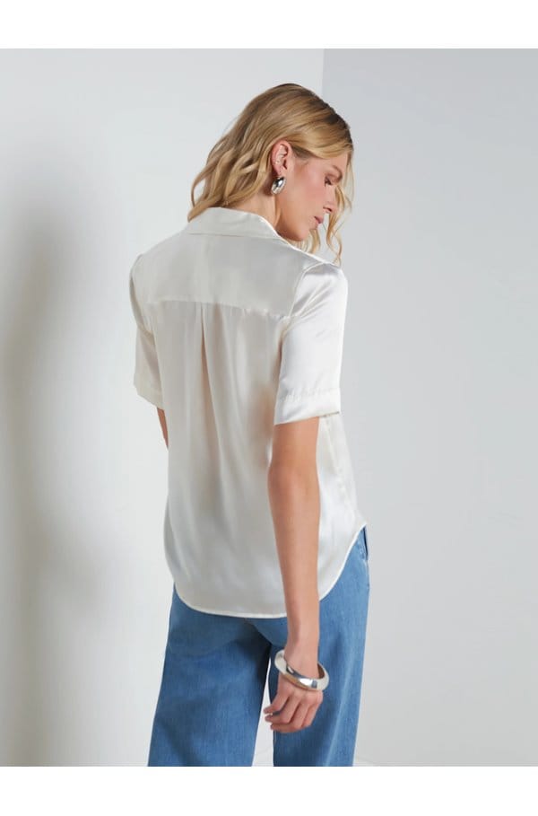 ellah short sleeve blouse in ivory