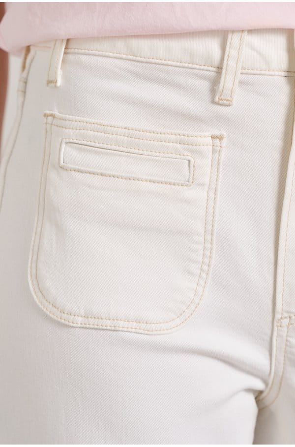 anessa wide jean with welt pockets in toasted ecru