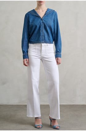 Le Slim Palazzo in White with Modernist Pockets