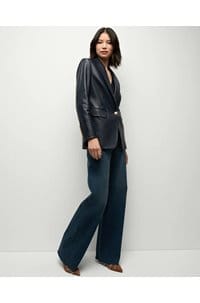 vega leather dickey jacket in navy